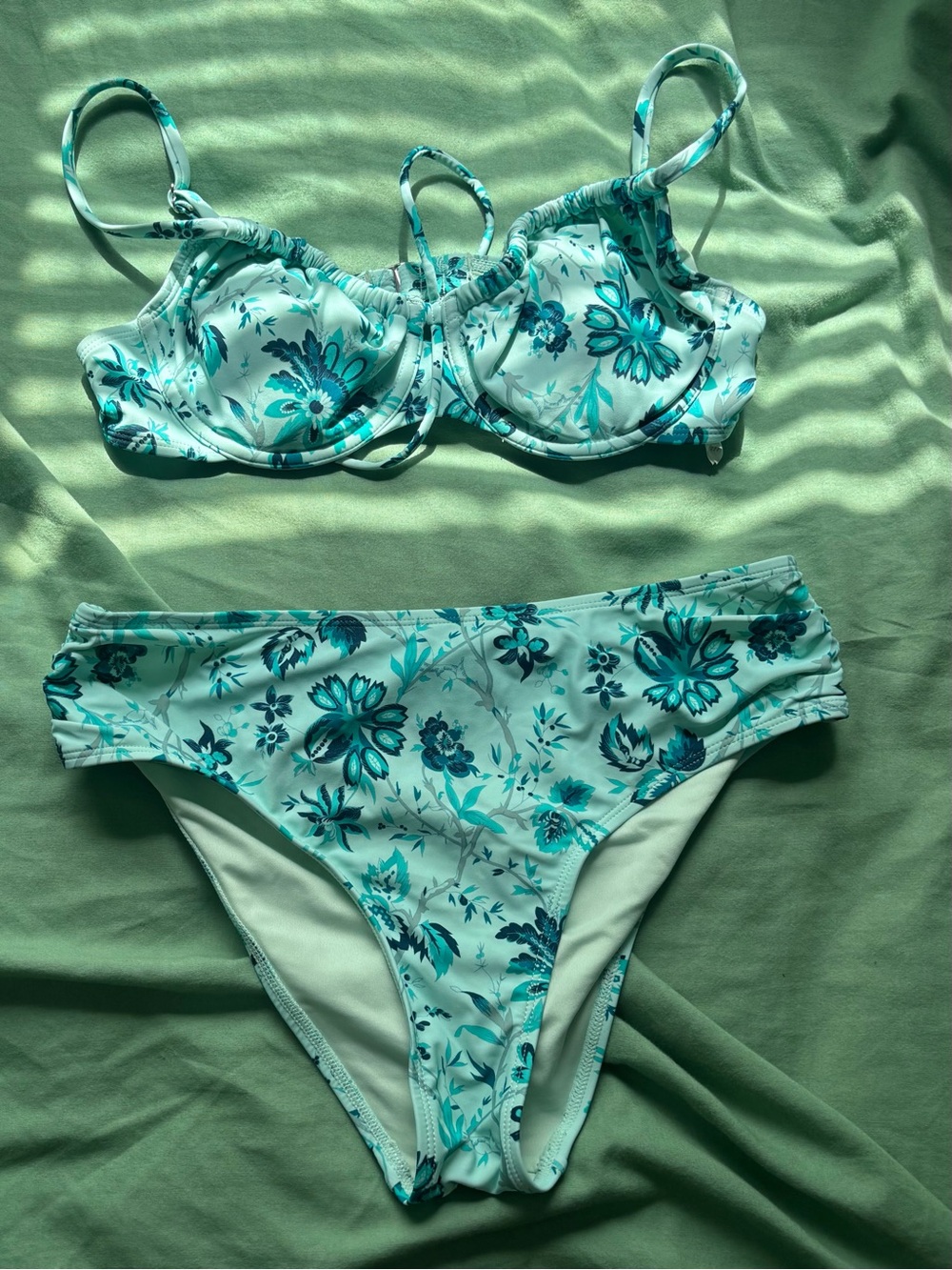 Aqua Floral Two-Piece Bikini Set